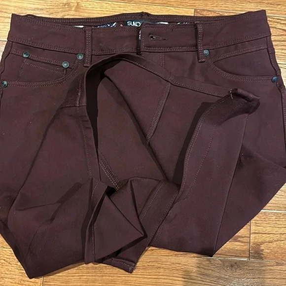 SUKO  Jeans burgundy Midi Denim Pencil Skirt size 8 - Picture 9 of 12